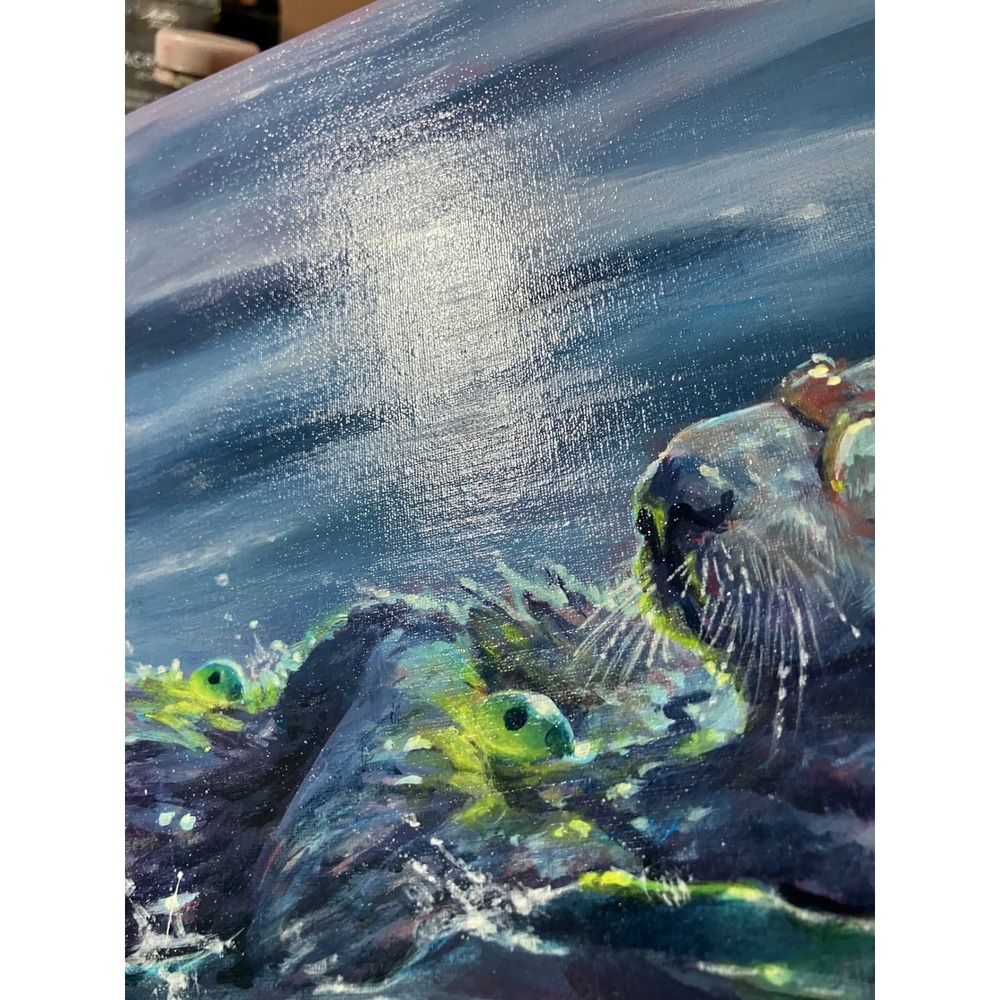 Artettina Original Sea Otter Painting Goggles ocean surrealism ladybugs USA - Picture 5 of 8